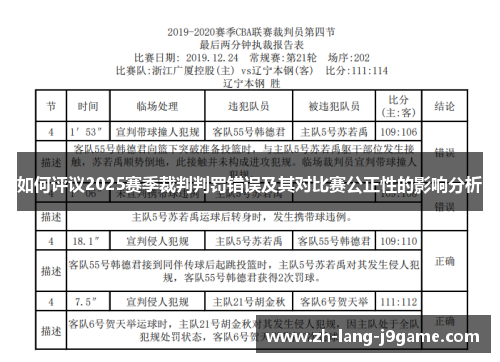如何评议2025赛季裁判判罚错误及其对比赛公正性的影响分析
